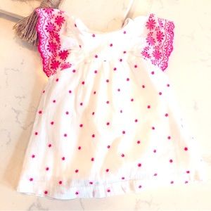 Baby Gap Hot Pink and white eyelet dress 12-18 months